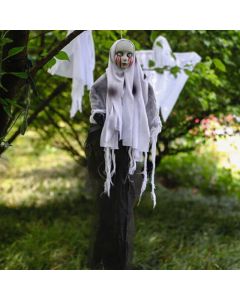 Hanging Ghost Skeleton Head Blood Bleeding Eyes for Haunted House Props Spooky Scene