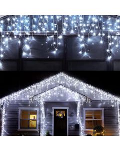 720LED Hanging Icicle Lights Christmas Lights with Memory Functions for Indoor and Outdoor Decor - White Lights