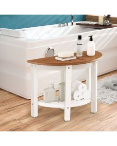 2-Tier HDPE Bath Spa Bench Seat with Storage Shelf and Non-slip Foot Pads