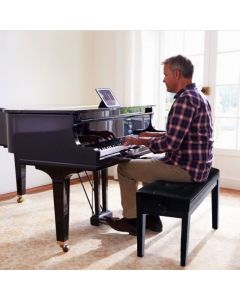 Height-adjustable Piano Stool with Padded Cushion and Storage Compartment