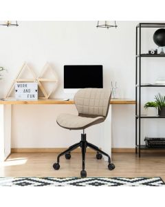 Height Adjustable Linen Fabric PU Leather Swivel Office Chair