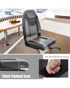 2 Pieces High Back Boat Seat with High-density Sponge Cushion