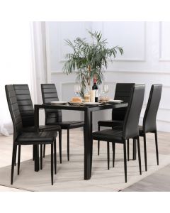 Set of 6 High Back Dining Chairs with Metal Legs and Foot Pads