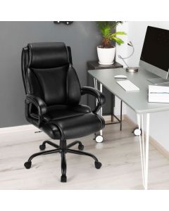 High Back Office Chair with Metal Base and Rocking Backrest