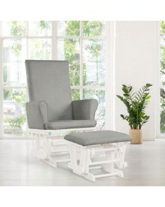 Hoop Glider and Ottoman Set with Solid Wooden Frame