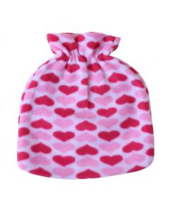2 Litre Hot Water Bottle with Printed Fleece Cover - Random Colour
