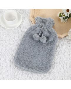2L Large Hot Water Bottle Quality Hot Water Bottles Body Warmer Hand Warmer with Soft Warm Plushy Cover - Grey