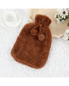2L Large Hot Water Bottle Quality Hot Water Bottles Body Warmer Hand Warmer with Soft Warm Plushy Cover - Coffee