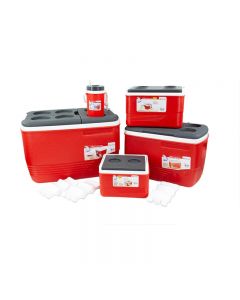 Ice Cooler Box Set 5 Piece Set Camping Refrigerator Box Container - Red
