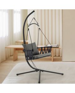 Indoor Outdoor Hanging Swing Chair with Stand and Woven Backrest