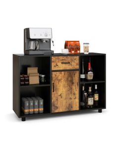 Industrial Buffet Sideboard with Door Drawer and 4 Open Cubbies