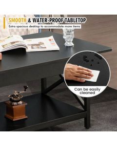 2-Tier Industrial Coffee Table for Living Room Bedroom Office