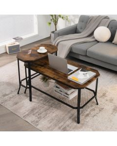 Industrial Console Side Table with Storage Shelf for Living Room Bedroom
