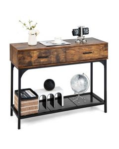 Industrial Console Table with Drawer for Small Space