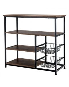 Industrial Kitchen Baker's Rack with 2 Wire Baskets