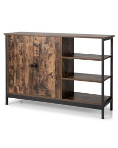 Industrial Kitchen Buffet Cabinet with Doors and Adjustable Shelves