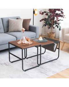 2 Pieces Modern Industrial Nesting Coffee Table Set