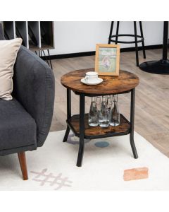 2-Tier Industrial Round End Table