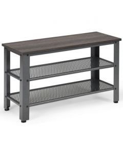 3-Tier Industrial Shoe Rack Bench with Storage Shelf