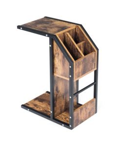 Industrial Sofa Side Table C-Shape With Storage Space
