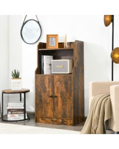 Industrial Style Wooden Bookcase with Adjustable Shelf