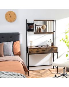 Industrial Vanity Table with 3-Position Adjustable Mirror