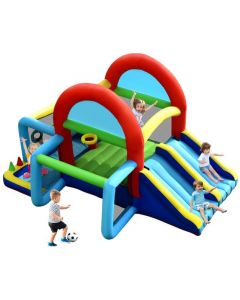 Inflatable Bounce House with Dual Slides and Jumping Area