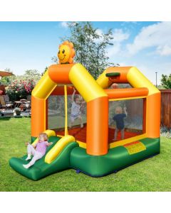 Inflatable Bounce House with Slide and Basketball Rim