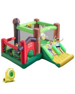 6-in-1 Inflatable Bounce House with Double Slides and 680W Blower