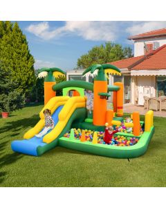 8-in-1 Tropical Inflatable Bounce House with 2 Ball Pit Pools