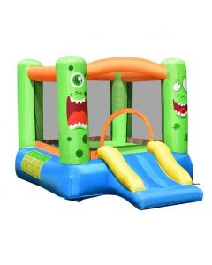 Inflatable Bounce Playhouse with Basketball Rim and Safety Mesh Netting