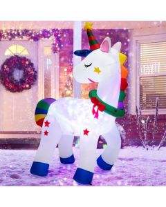 6 Feet Inflatable Christmas Magic Unicorn with Multicolor Disco Light