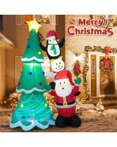 8.7 Feet Inflatable Christmas Tree with Santa Claus Snowman and Penguin