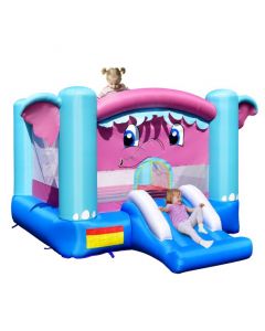 3-In-1 Inflatable Kids Bounce House with Slides and Basketball Rim (without Blower)