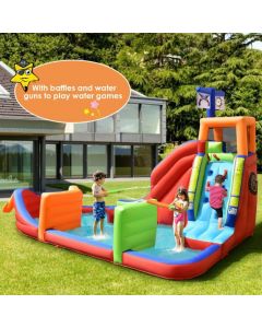 Inflatable Pirate Ship Water Slide with Splash Pool for Kids