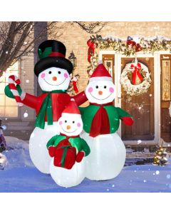 6.5 Feet Inflatable Snowman Family Christmas Decoration with LED Lights