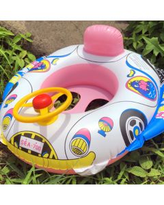 Mini Inflatable Car Swimming Ring Pool Float Seat Water Boat for Little Guys - Police Car Pink