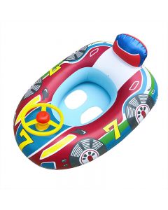 Mini Inflatable Car Swimming Ring Pool Float Seat Water Boat for Little Guys - Blue