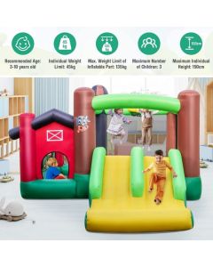 Inflatable Trampoline Bouncy House with Dual Slides without Blower
