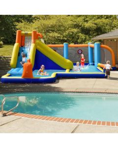 Inflatable Water Bounce House with Slide and Water Cannons