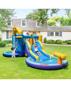 Inflatable Water Park with Slide Water Gun and Splashing Pool