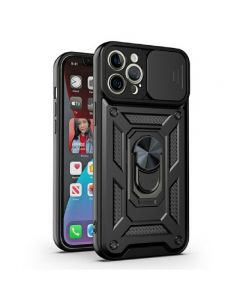Armor Holder Shockproof Case Protective Phone Cover for iPhone 12 Pro - Black