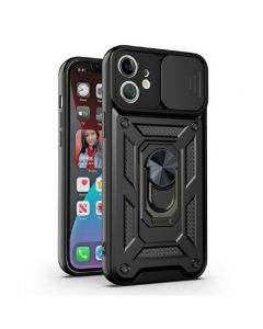 Armor Holder Shockproof Case Protective Phone Cover for iPhone 12 - Black