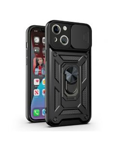 Armor Holder Shockproof Case Protective Phone Cover for iPhone 13 - Black
