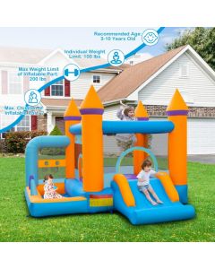 Jumping Air Bounce Castle for Kids with Ocean Ball Pool and 735W Blower