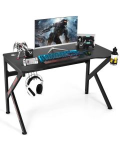 K-Shaped Gaming Desk with Cup Holder and Headphone Hook