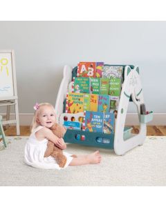 3 in 1 Kids Art Easel with Stool and Multi-Layer Book Rack