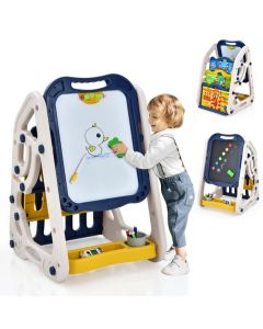 3-in-1 Kids Art Easel with Bookshelf Storage Tray and Art Accessories