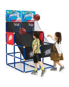 Dual Shot Kids Basketball Game Set with 4 Basketballs