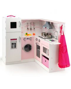 Kids Corner Play Kitchen with Apron and Chef Hat
